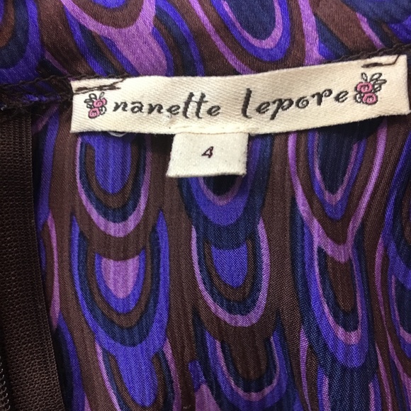 Nanette Lepore Purple Silk Print Sleeveless Top 4 - Picture 3 of 7